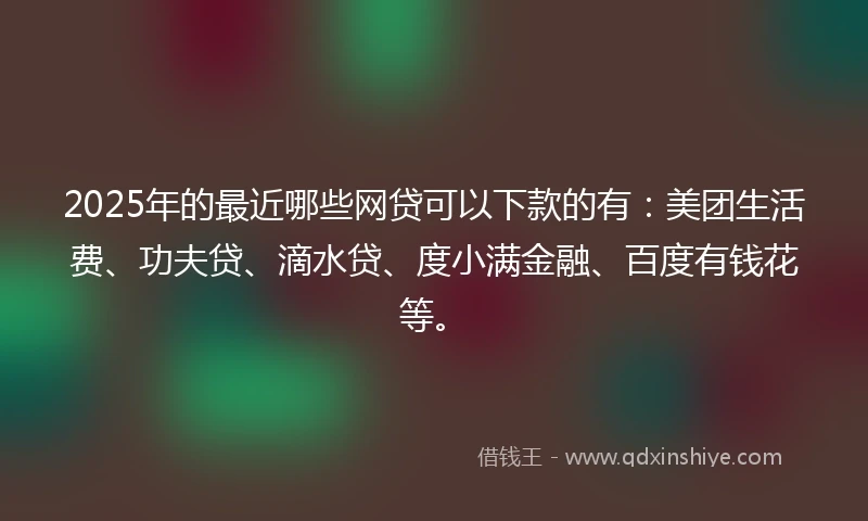 2025年的最近哪些网贷可以下款的有：美团生活费、功夫贷、滴水贷、度小满金融、百度有钱花等。