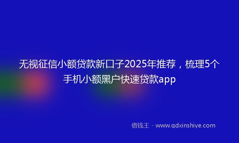 无视征信小额贷款新口子2025年推荐，梳理5个手机小额黑户快速贷款app