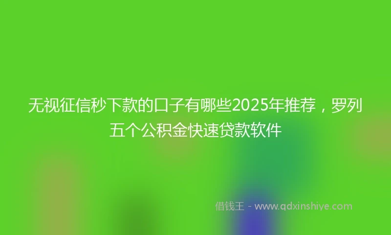 无视征信秒下款的口子有哪些2025年推荐，罗列五个公积金快速贷款软件