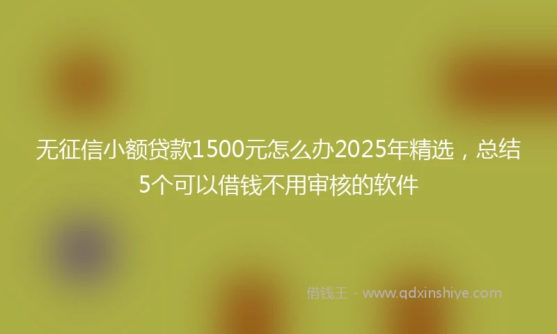 无征信小额贷款1500元怎么办2025年精选，总结5个可以借钱不用审核的软件
