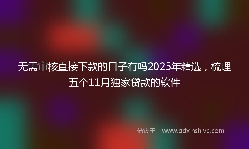 无需审核直接下款的口子有吗2025年精选，梳理五个11月独家贷款的软件