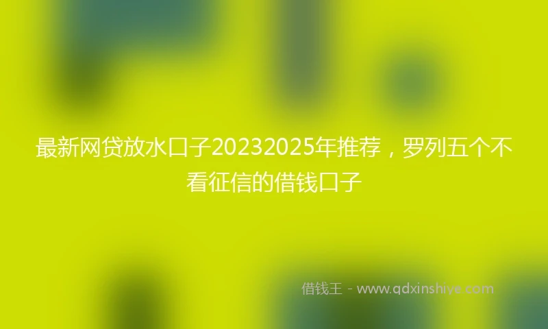 最新网贷放水口子20232025年推荐，罗列五个不看征信的借钱口子