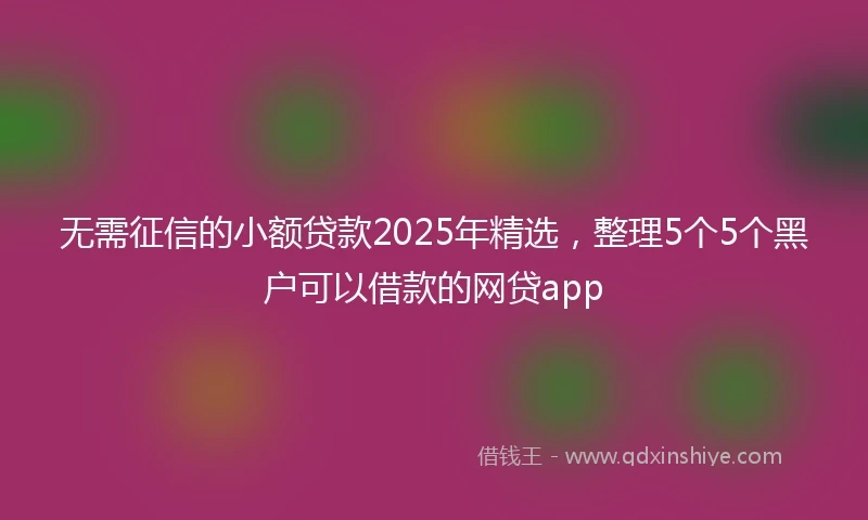 无需征信的小额贷款2025年精选，整理5个5个黑户可以借款的网贷app