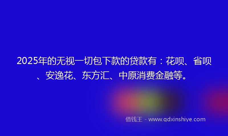 2025年的无视一切包下款的贷款有：花呗、省呗、安逸花、东方汇、中原消费金融等。
