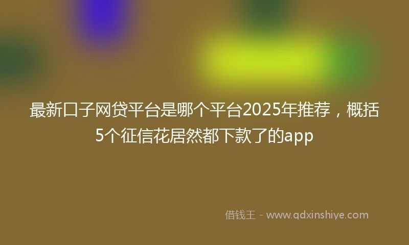 最新口子网贷平台是哪个平台2025年推荐，概括5个征信花居然都下款了的app