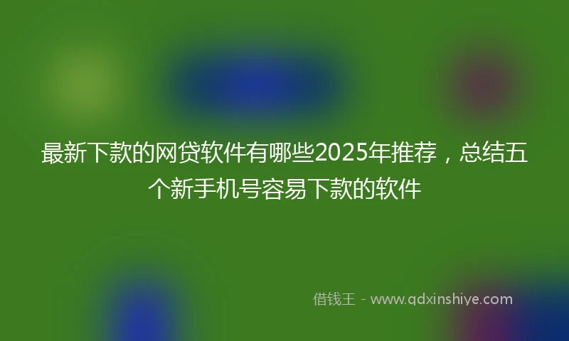 最新下款的网贷软件有哪些2025年推荐，总结五个新手机号容易下款的软件