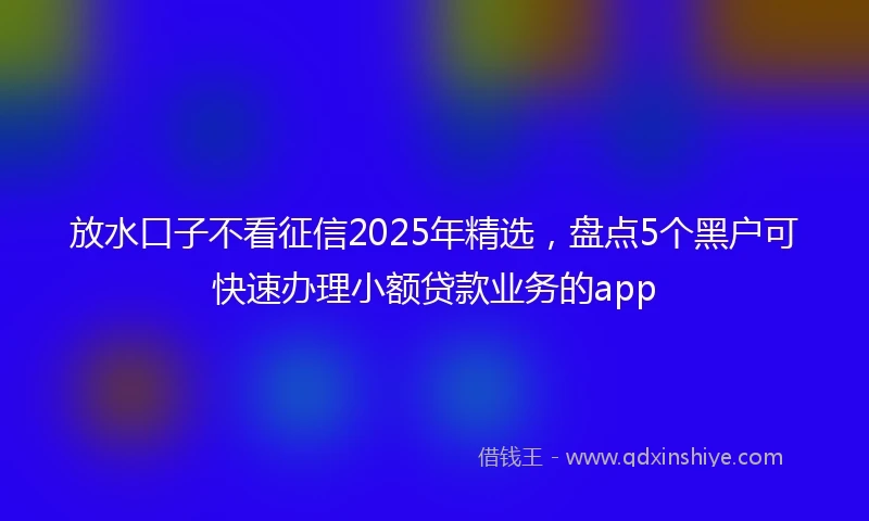 放水口子不看征信2025年精选，盘点5个黑户可快速办理小额贷款业务的app