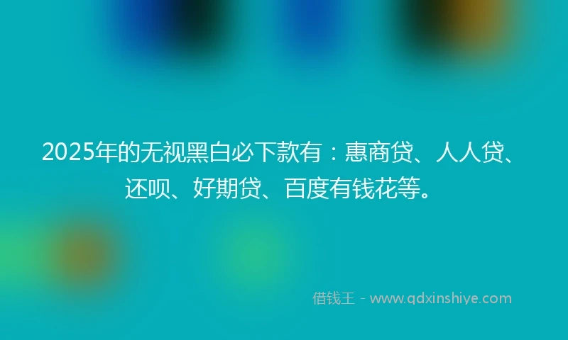 2025年的无视黑白必下款有：惠商贷、人人贷、还呗、好期贷、百度有钱花等。