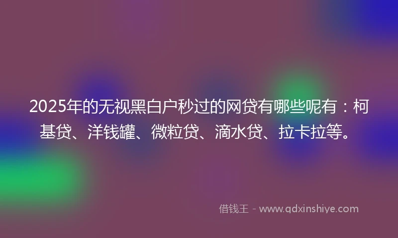 2025年的无视黑白户秒过的网贷有哪些呢有：柯基贷、洋钱罐、微粒贷、滴水贷、拉卡拉等。