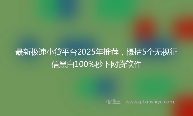 最新极速小贷平台2025年推荐，概括5个无视征信黑白100%秒下网贷软件
