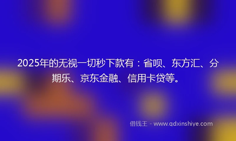 2025年的无视一切秒下款有:省呗、东方汇、分期乐、京东金融、信用卡贷等。