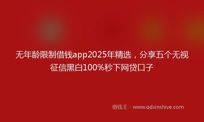 无年龄限制借钱app2025年精选，分享五个无视征信黑白100%秒下网贷口子