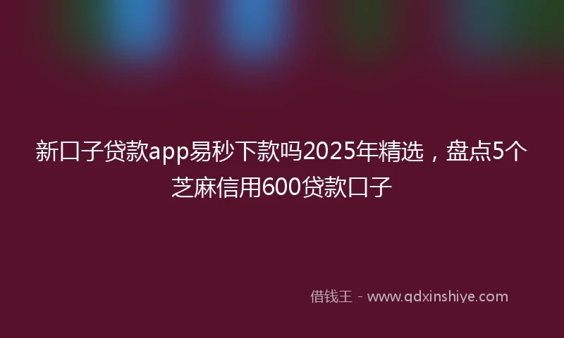 新口子贷款app易秒下款吗2025年精选，盘点5个芝麻信用600贷款口子