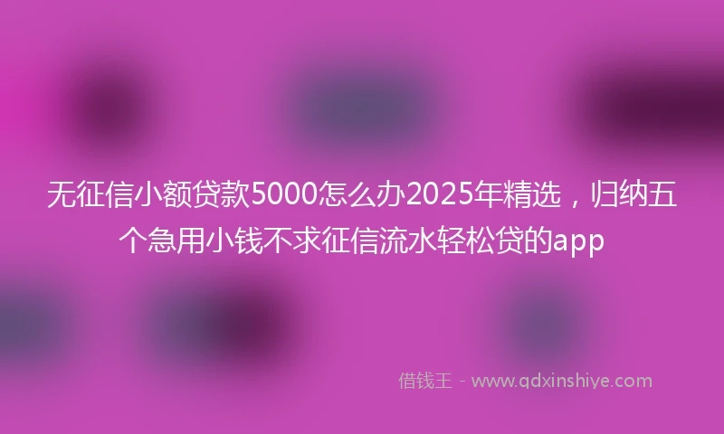 无征信小额贷款5000怎么办2025年精选，归纳五个急用小钱不求征信流水轻松贷的app