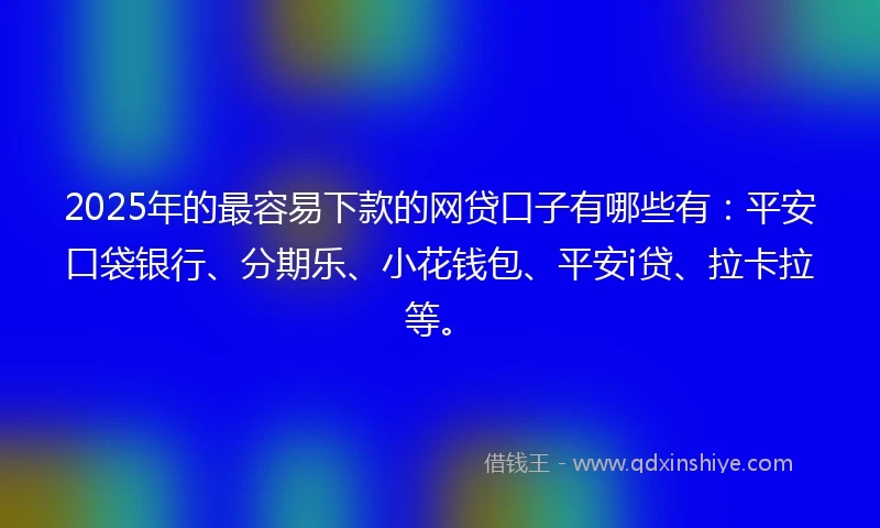 2025年的最容易下款的网贷口子有哪些有：平安口袋银行、分期乐、小花钱包、平安i贷、拉卡拉等。