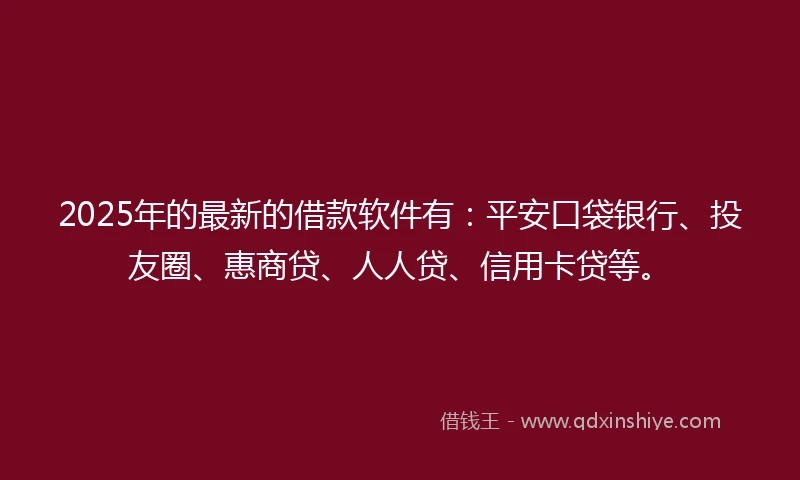 2025年的最新的借款软件有：平安口袋银行、投友圈、惠商贷、人人贷、信用卡贷等。