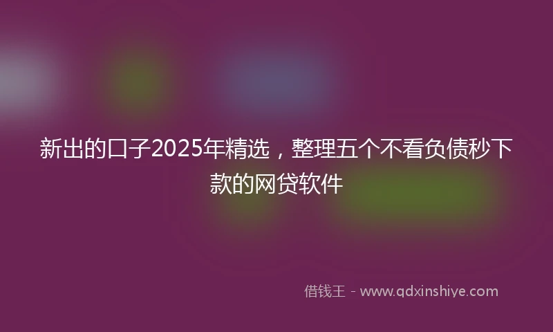 新出的口子2025年精选，整理五个不看负债秒下款的网贷软件
