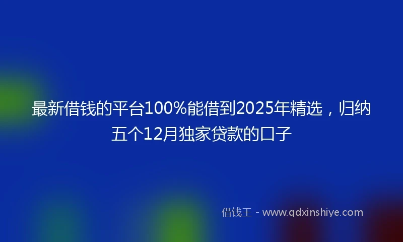 最新借钱的平台100%能借到2025年精选，归纳五个12月独家贷款的口子