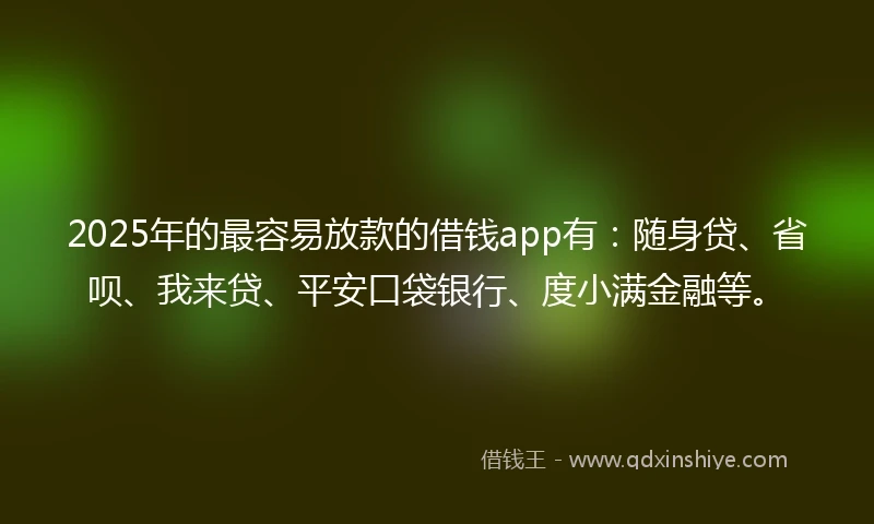 2025年的最容易放款的借钱app有：随身贷、省呗、我来贷、平安口袋银行、度小满金融等。