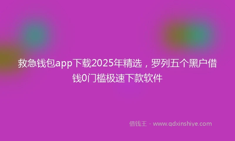 救急钱包app下载2025年精选，罗列五个黑户借钱0门槛极速下款软件