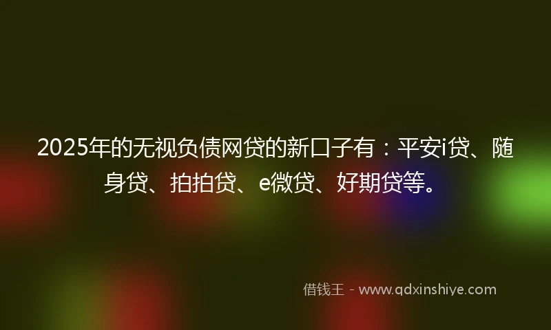 2025年的无视负债网贷的新口子有：平安i贷、随身贷、拍拍贷、e微贷、好期贷等。