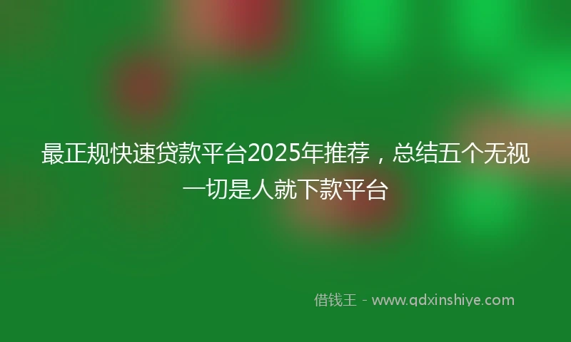 最正规快速贷款平台2025年推荐,总结五个无视一切是人就下款平台