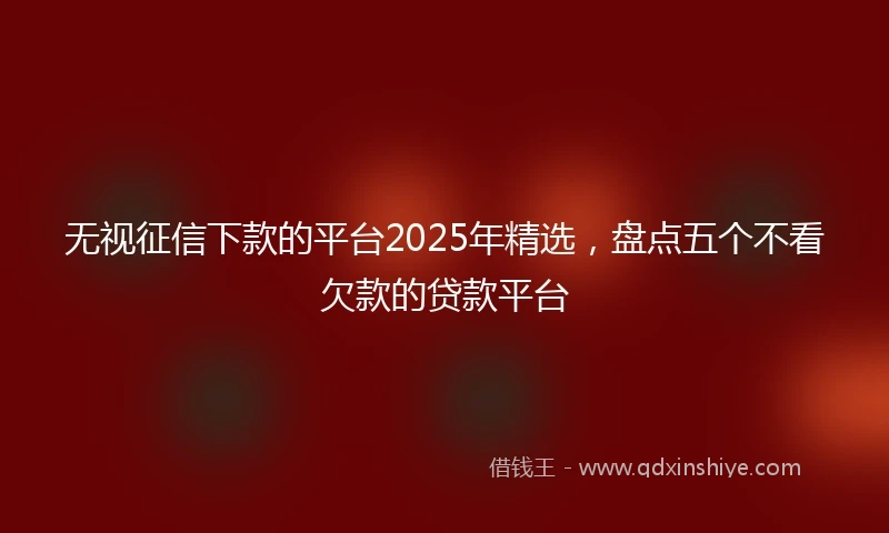 无视征信下款的平台2025年精选，盘点五个不看欠款的贷款平台