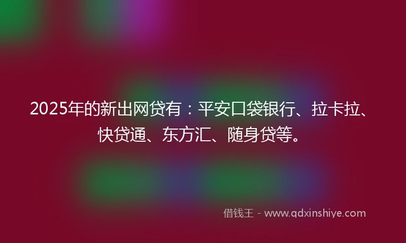 2025年的新出网贷有：平安口袋银行、拉卡拉、快贷通、东方汇、随身贷等。