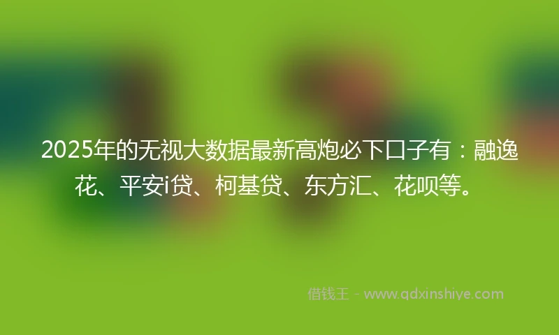 2025年的无视大数据最新高炮必下口子有：融逸花、平安i贷、柯基贷、东方汇、花呗等。