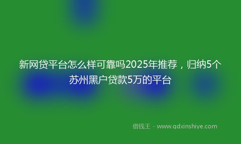 新网贷平台怎么样可靠吗2025年推荐，归纳5个苏州黑户贷款5万的平台