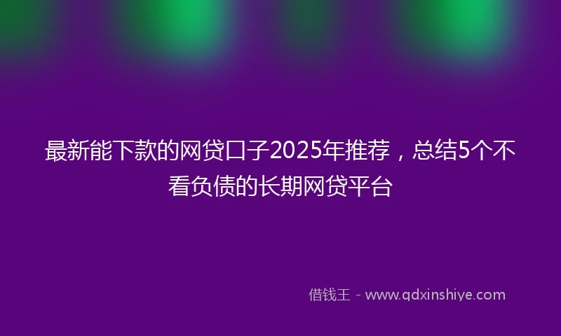 最新能下款的网贷口子2025年推荐，总结5个不看负债的长期网贷平台