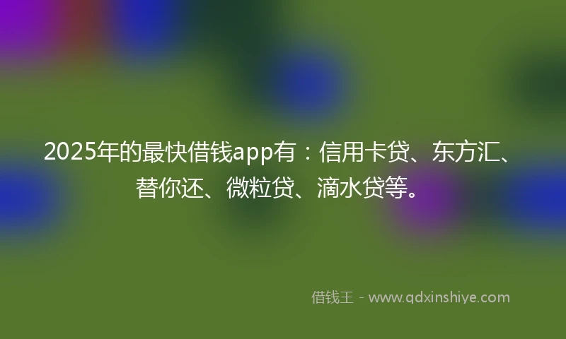 2025年的最快借钱app有:信用卡贷、东方汇、替你还、微粒贷、滴水贷等。