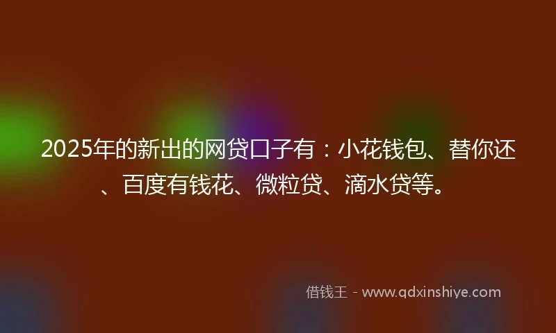 2025年的新出的网贷口子有：小花钱包、替你还、百度有钱花、微粒贷、滴水贷等。