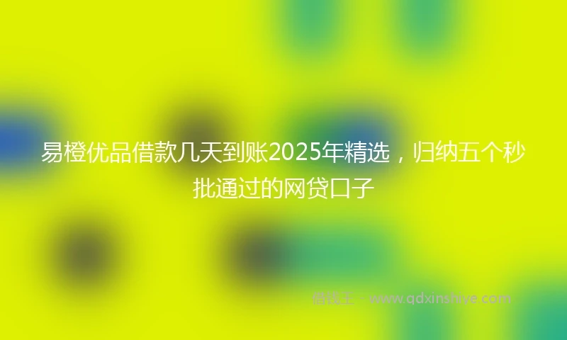 易橙优品借款几天到账2025年精选，归纳五个秒批通过的网贷口子