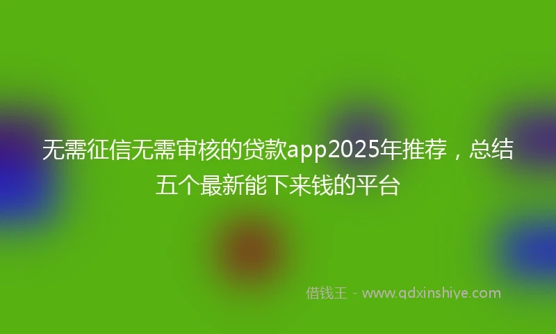 无需征信无需审核的贷款app2025年推荐，总结五个最新能下来钱的平台