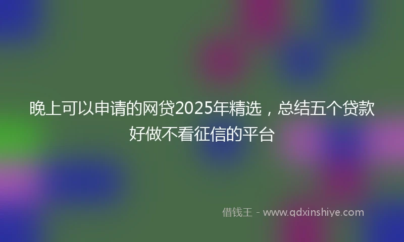 晚上可以申请的网贷2025年精选，总结五个贷款好做不看征信的平台