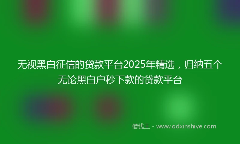 无视黑白征信的贷款平台2025年精选，归纳五个无论黑白户秒下款的贷款平台