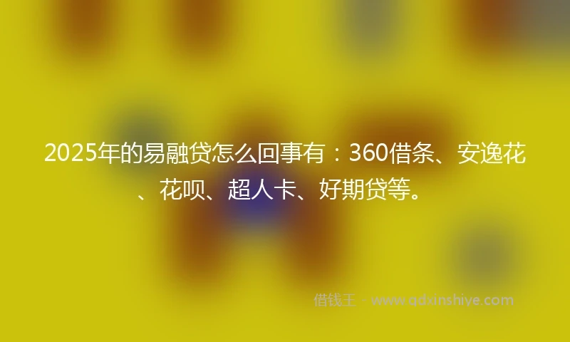 2025年的易融贷怎么回事有：360借条、安逸花、花呗、超人卡、好期贷等。