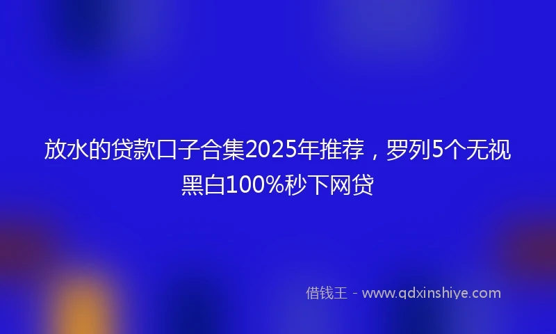 放水的贷款口子合集2025年推荐，罗列5个无视黑白100%秒下网贷