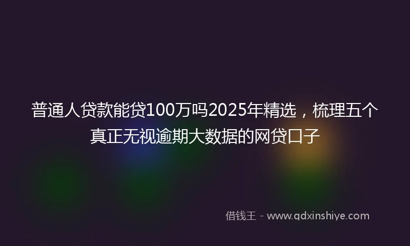 普通人贷款能贷100万吗2025年精选，梳理五个真正无视逾期大数据的网贷口子