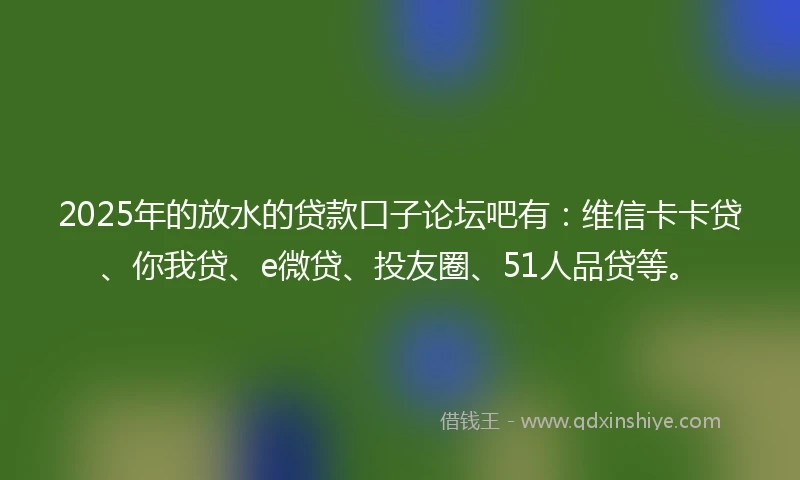 2025年的放水的贷款口子论坛吧有：维信卡卡贷、你我贷、e微贷、投友圈、51人品贷等。