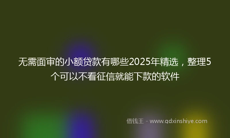 无需面审的小额贷款有哪些2025年精选，整理5个可以不看征信就能下款的软件