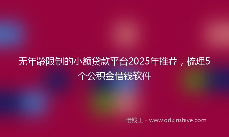 无年龄限制的小额贷款平台2025年推荐，梳理5个公积金借钱软件
