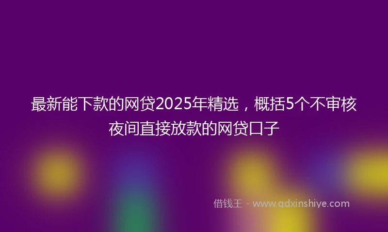 最新能下款的网贷2025年精选，概括5个不审核夜间直接放款的网贷口子