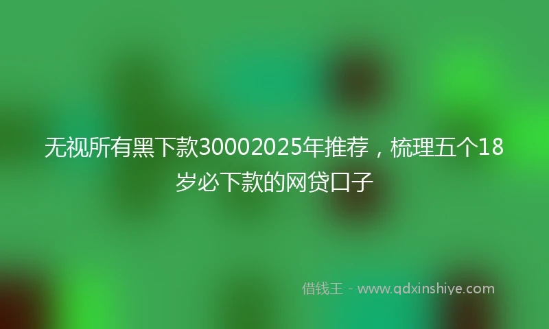 无视所有黑下款30002025年推荐，梳理五个18岁必下款的网贷口子