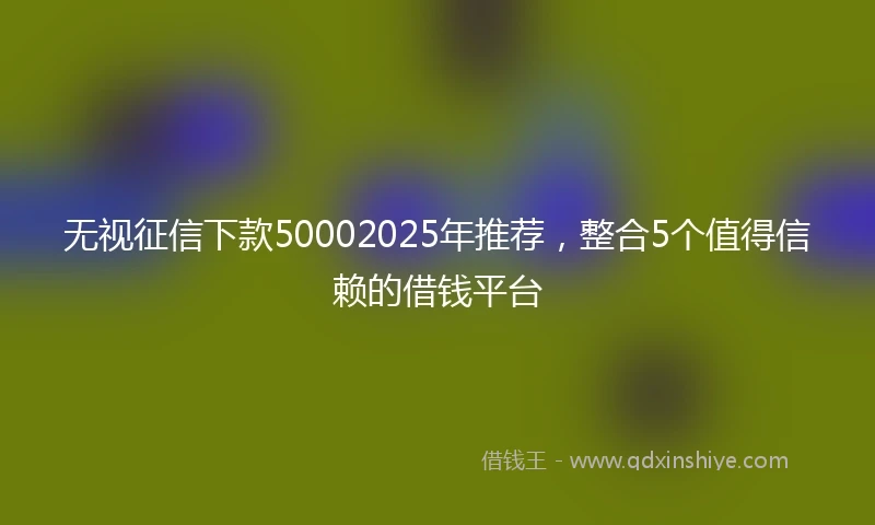 无视征信下款50002025年推荐，整合5个值得信赖的借钱平台