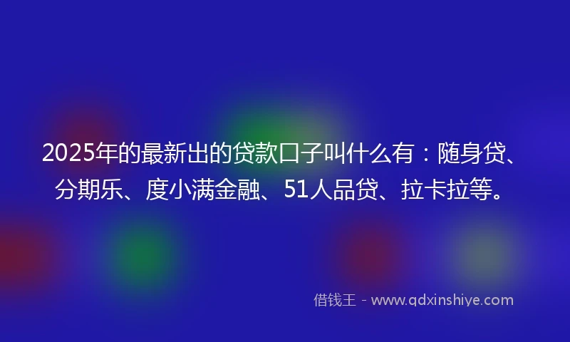 2025年的最新出的贷款口子叫什么有：随身贷、分期乐、度小满金融、51人品贷、拉卡拉等。