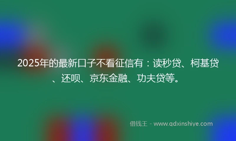 2025年的最新口子不看征信有：读秒贷、柯基贷、还呗、京东金融、功夫贷等。