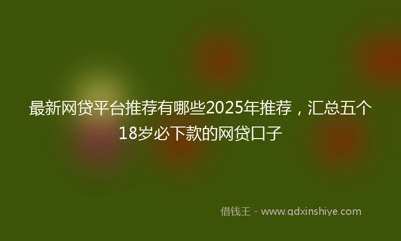 最新网贷平台推荐有哪些2025年推荐，汇总五个18岁必下款的网贷口子