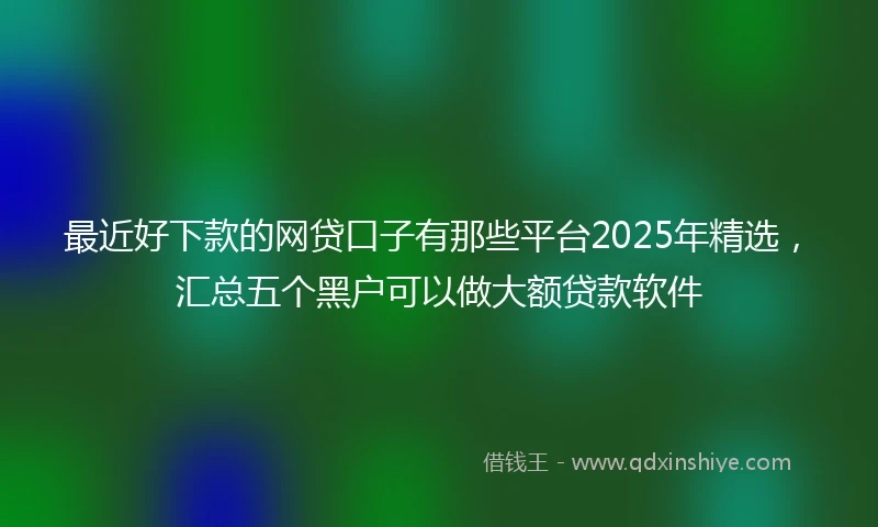 最近好下款的网贷口子有那些平台2025年精选，汇总五个黑户可以做大额贷款软件